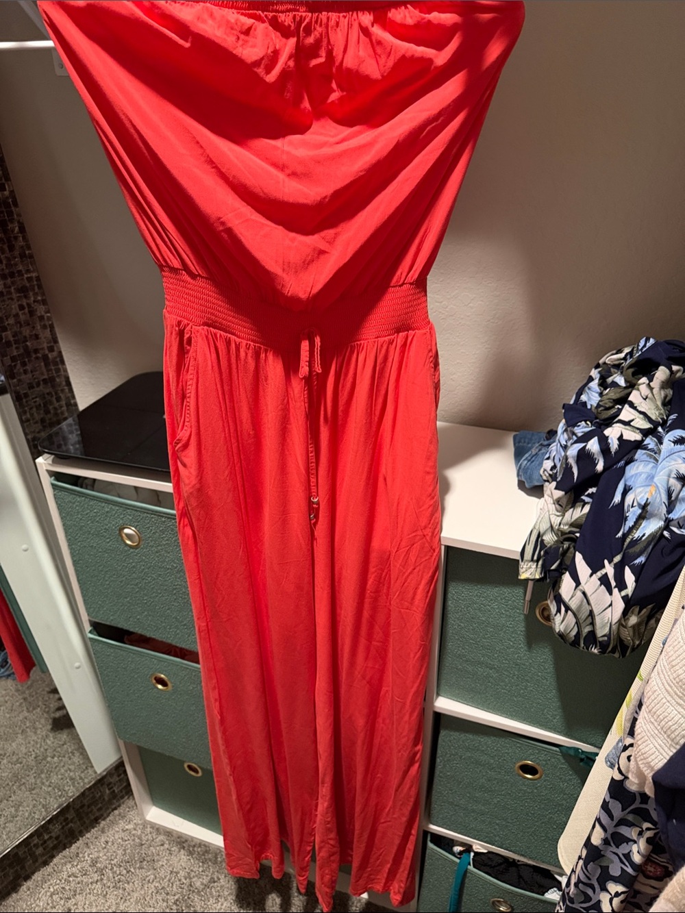 Guess Strapless Red One-Piece Jumpsuit for Kids